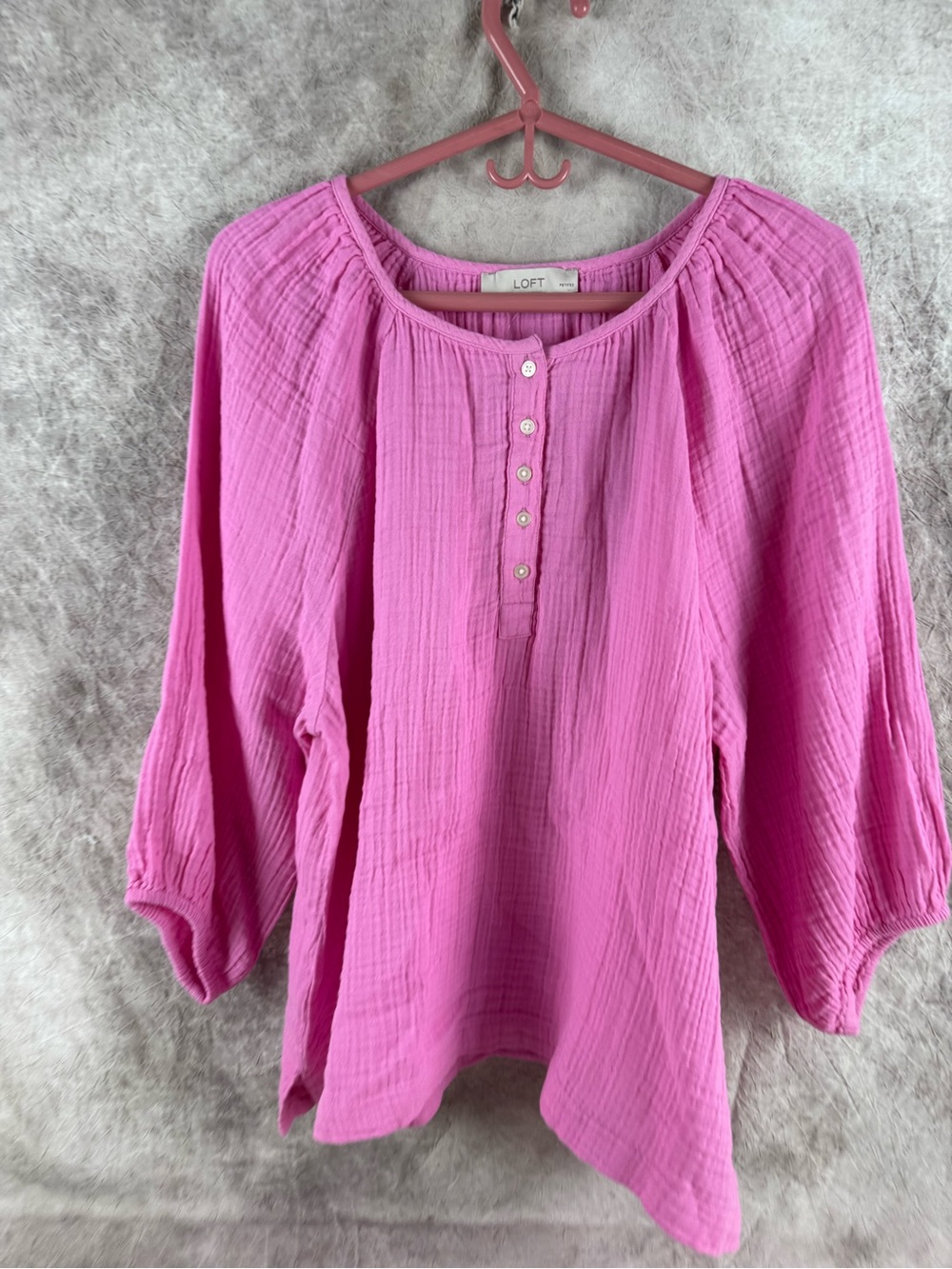 LOFT Bright Pink Gauze Button-Front Tunic NWT XXL Back to School